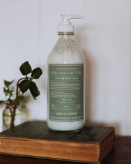 Whipped Shea Butter Lotion – 16oz Apothecary Bottle | Natural Moisturizing Lotion for Dry Skin, Handmade Small Batch – Cedar & Redwood