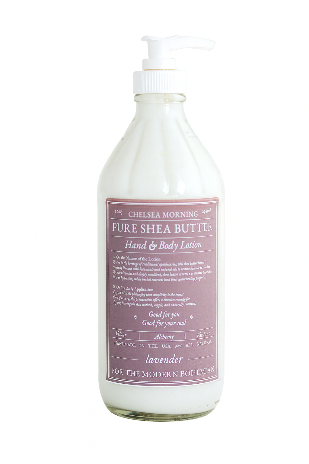 Whipped Shea Butter Lotion – 16oz Apothecary Bottle | Natural Moisturizing Lotion for Dry Skin, Handmade Small Batch – Lavender