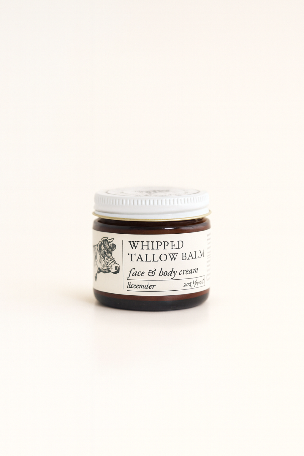 Whipped Tallow Body Butter | Natural Moisturizer for Dry Skin – Grass-Fed Tallow Balm in Amber Jar (2 oz)