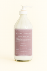 Whipped Shea Butter Lotion – 16oz Apothecary Bottle | Natural Moisturizing Lotion for Dry Skin, Handmade Small Batch – Lavender