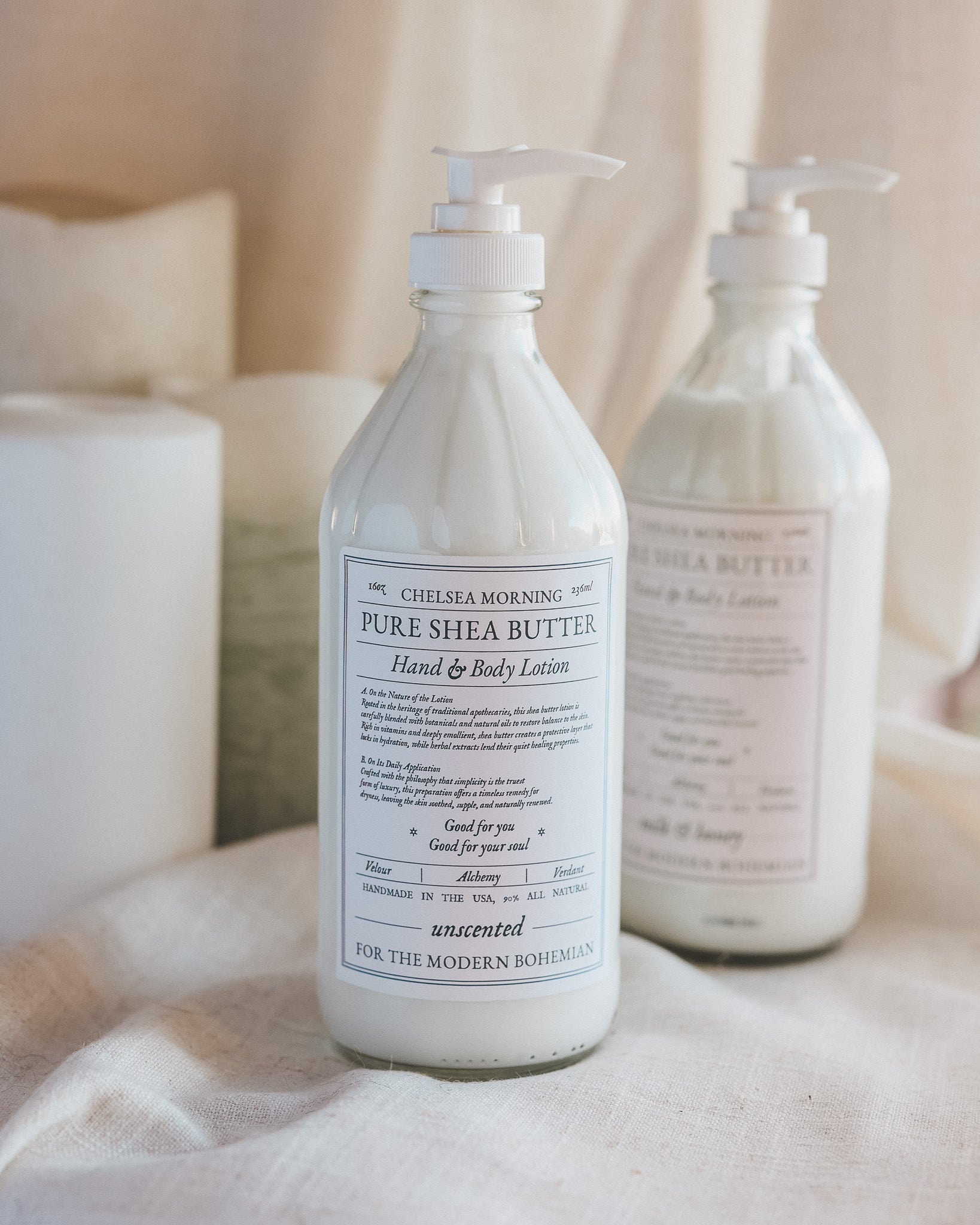 Whipped Shea Butter Lotion – 16oz Apothecary Bottle | Natural Moisturizing Lotion for Dry Skin, Handmade Small Batch – Unscented