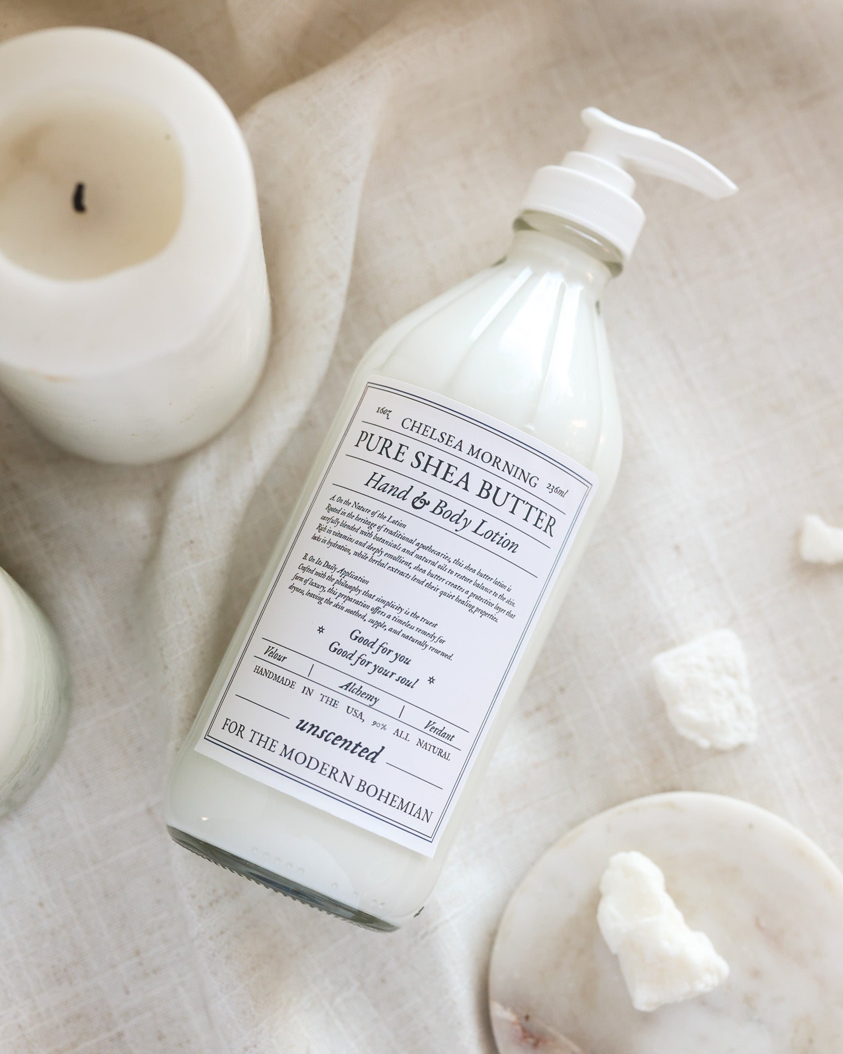 Whipped Shea Butter Lotion – 16oz Apothecary Bottle | Natural Moisturizing Lotion for Dry Skin, Handmade Small Batch – Unscented