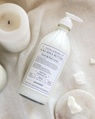 Whipped Shea Butter Lotion – 16oz Apothecary Bottle | Natural Moisturizing Lotion for Dry Skin, Handmade Small Batch – Unscented