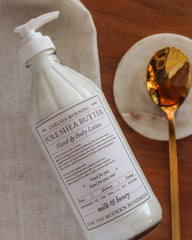 Whipped Shea Butter Lotion – 16oz Apothecary Bottle | Natural Moisturizing Lotion for Dry Skin, Handmade Small Batch – Milk & Honey