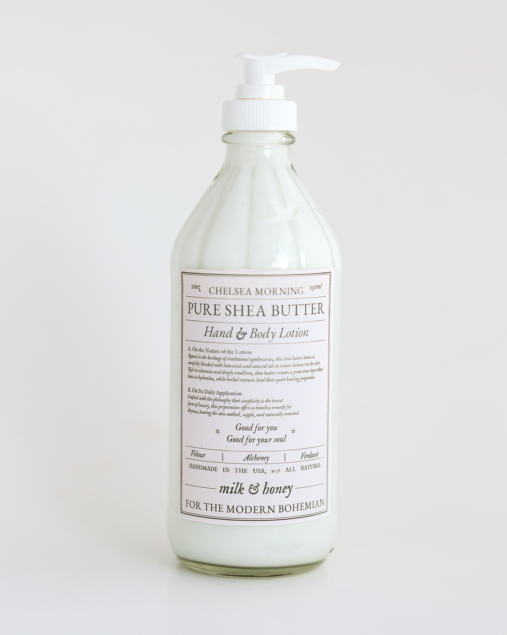 Whipped Shea Butter Lotion – 16oz Apothecary Bottle | Natural Moisturizing Lotion for Dry Skin, Handmade Small Batch – Milk & Honey