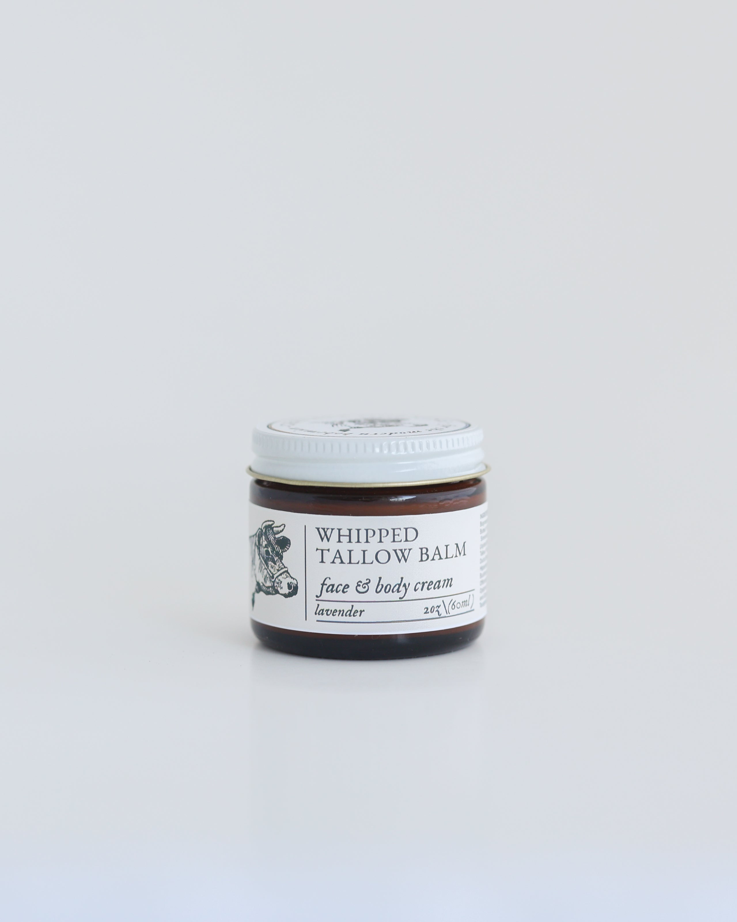Whipped Tallow Body Butter | Natural Moisturizer for Dry Skin – Grass-Fed Tallow Balm in Amber Jar (4 oz)