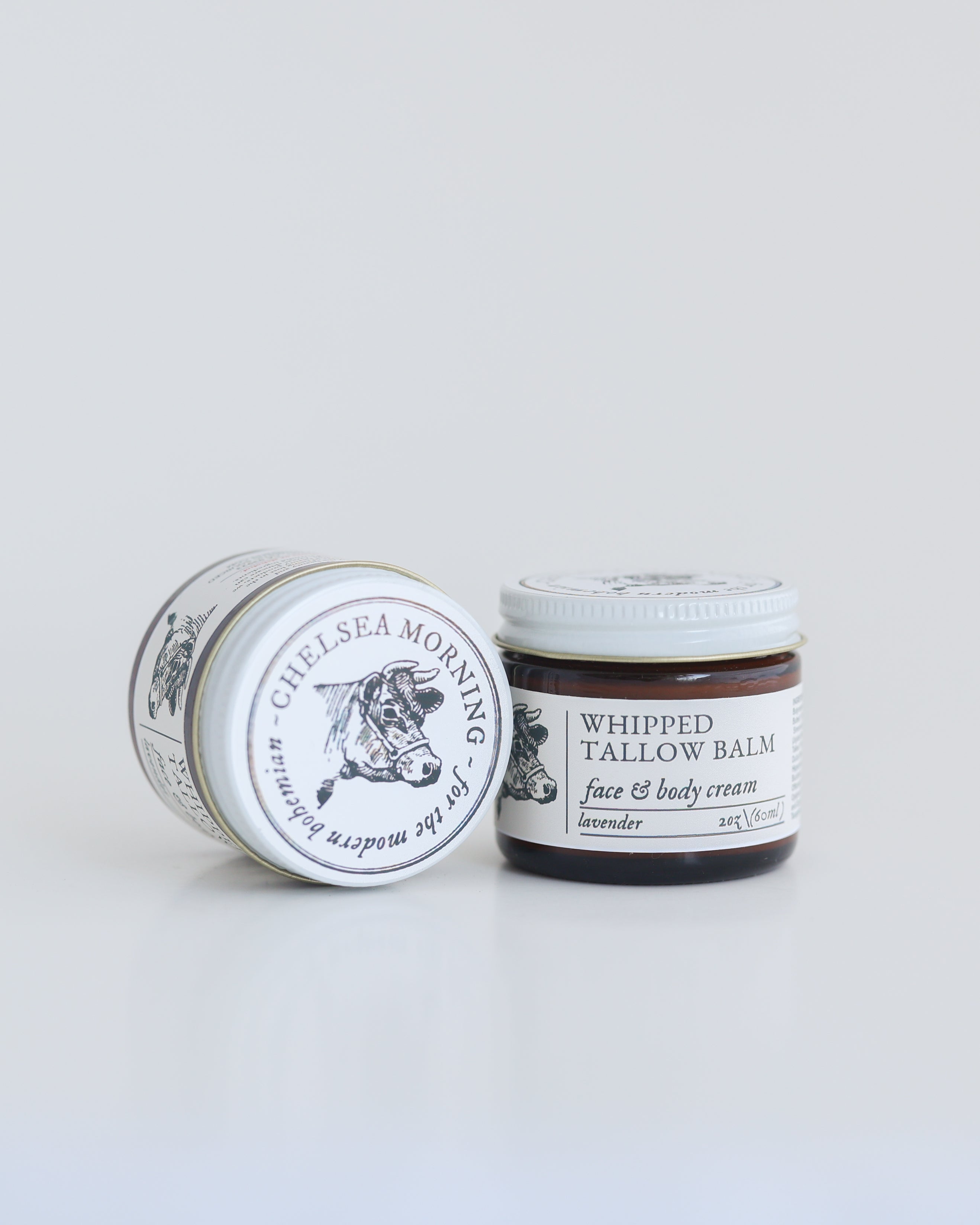 Whipped Tallow Body Butter | Natural Moisturizer for Dry Skin – Grass-Fed Tallow Balm in Amber Jar (4 oz)