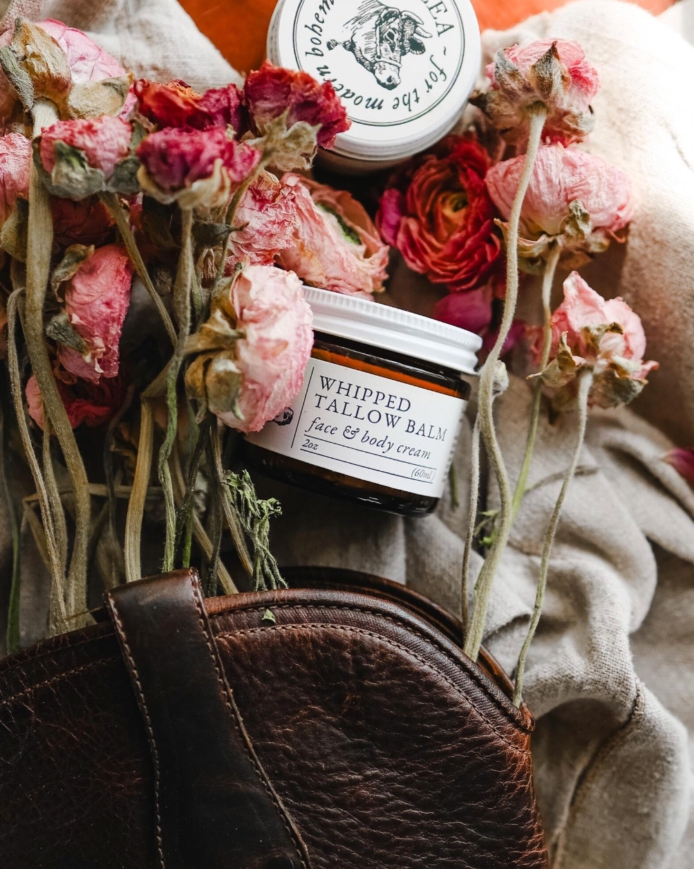 Whipped Tallow Body Butter | Natural Moisturizer for Dry Skin – Grass-Fed Tallow Balm in Amber Jar (4 oz)