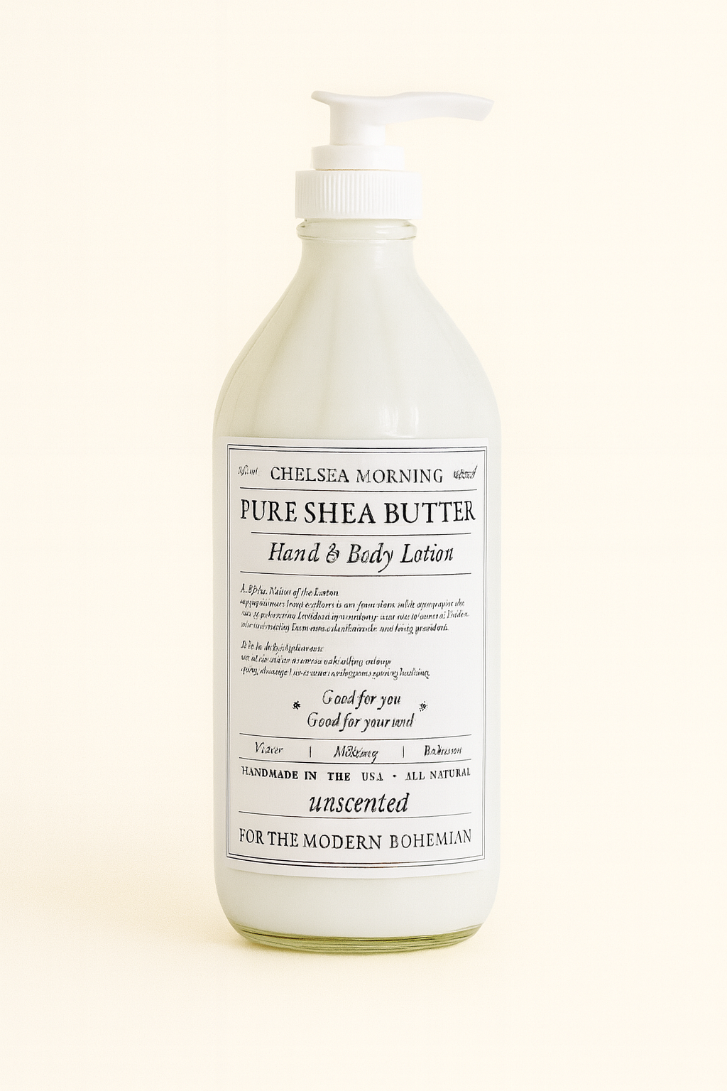 Whipped Shea Butter Lotion – 16oz Apothecary Bottle | Natural Moisturizing Lotion for Dry Skin, Handmade Small Batch – Unscented